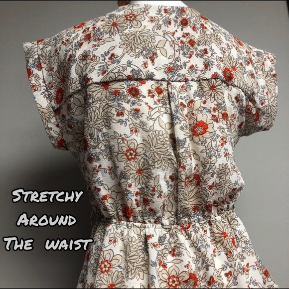 Monteau floral flowy short sleeve vneck shirt - Picture 3 of 8